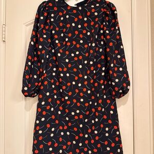 Navy Dress with Red and White Polka Dots